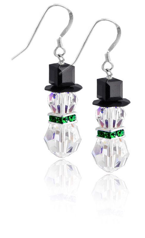 Swarovski Snowman Earrings in Emerald (Ready to Wear)