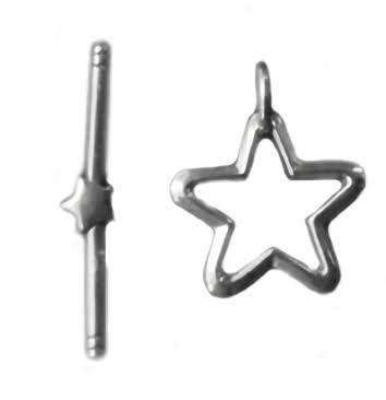 .925 Sterling Silver Star Toggle - 17mm (1 Set)
