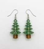 Swarovski Crystal Peridot Christmas Tree Earring on ear model