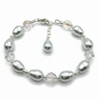 Crystal moonlight pearl and sterling silver bracelet kit on a pure white background
