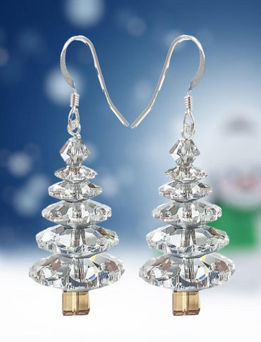 5 Tier Christmas Tree Earrings in Crystal Foil (Ready to Wear)