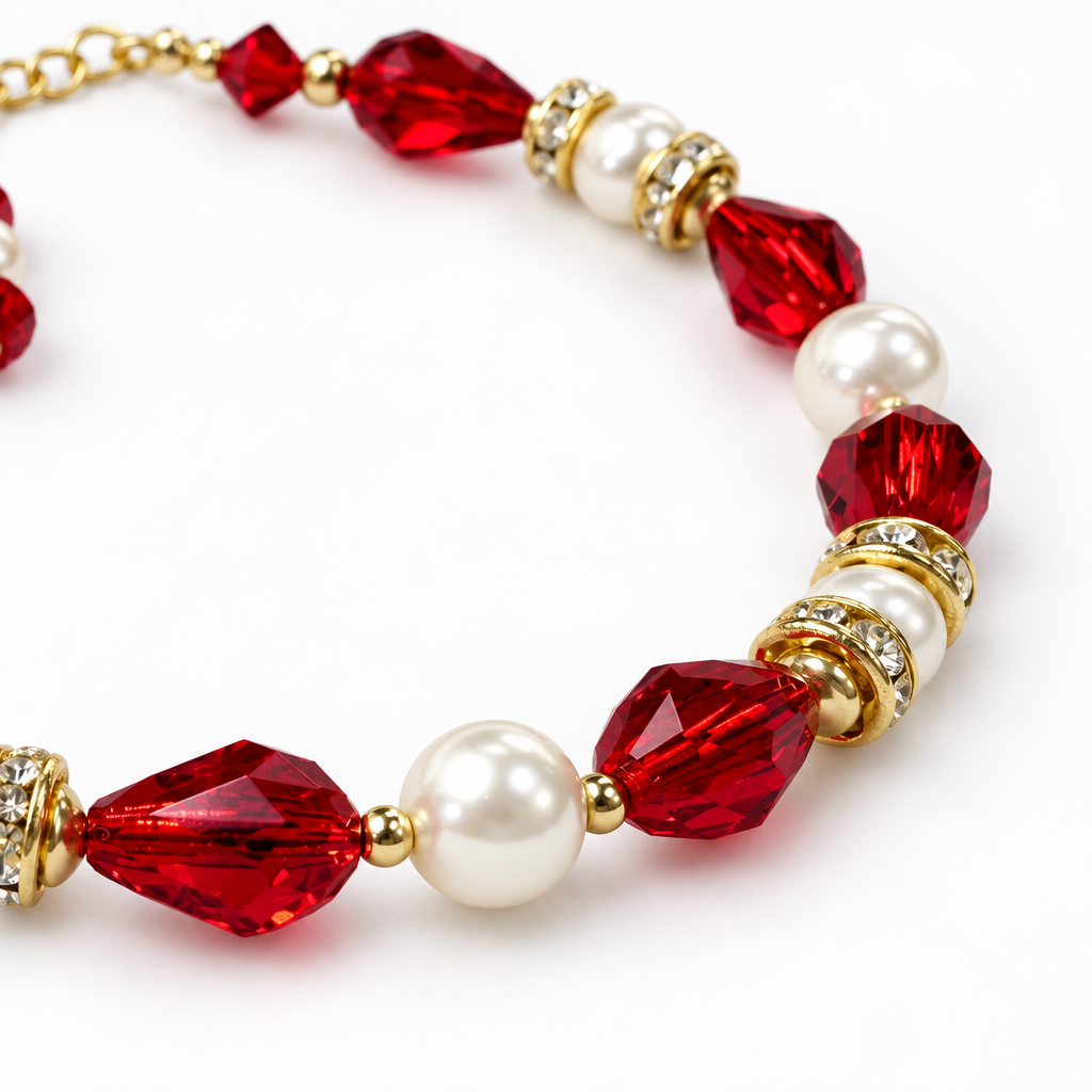 Right-side Christmas bracelet bead detail
