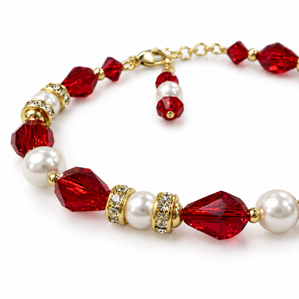 Left-side Christmas bracelet bead detail