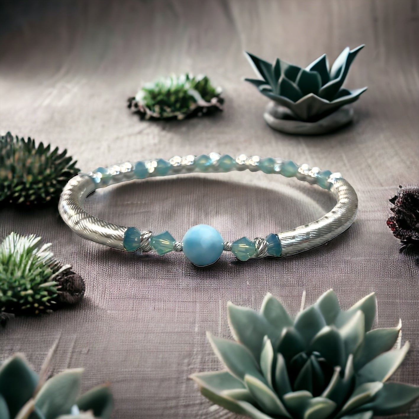 Bracelet and Earring Kit - Larimar Luster Bracelet & Earring Kit Set: Embrace Elegance in Blue