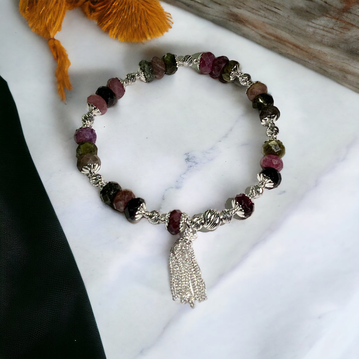 Bracelet Kit -  🌈 Rainbow Tourmaline Tassel Bracelet: Unleash the Colors of Joy