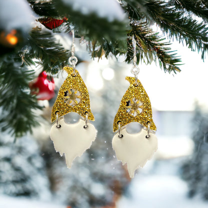 santa earring kit in golden and white color