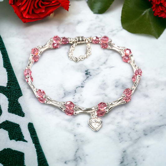 Bracelet Kit - 💖 Sweetheart Bracelet - Double the Fun: A Symphony in Rose and Sterling Silver