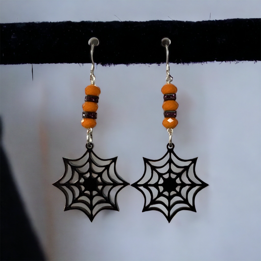 Spiders Web Delight Halloween Earrings