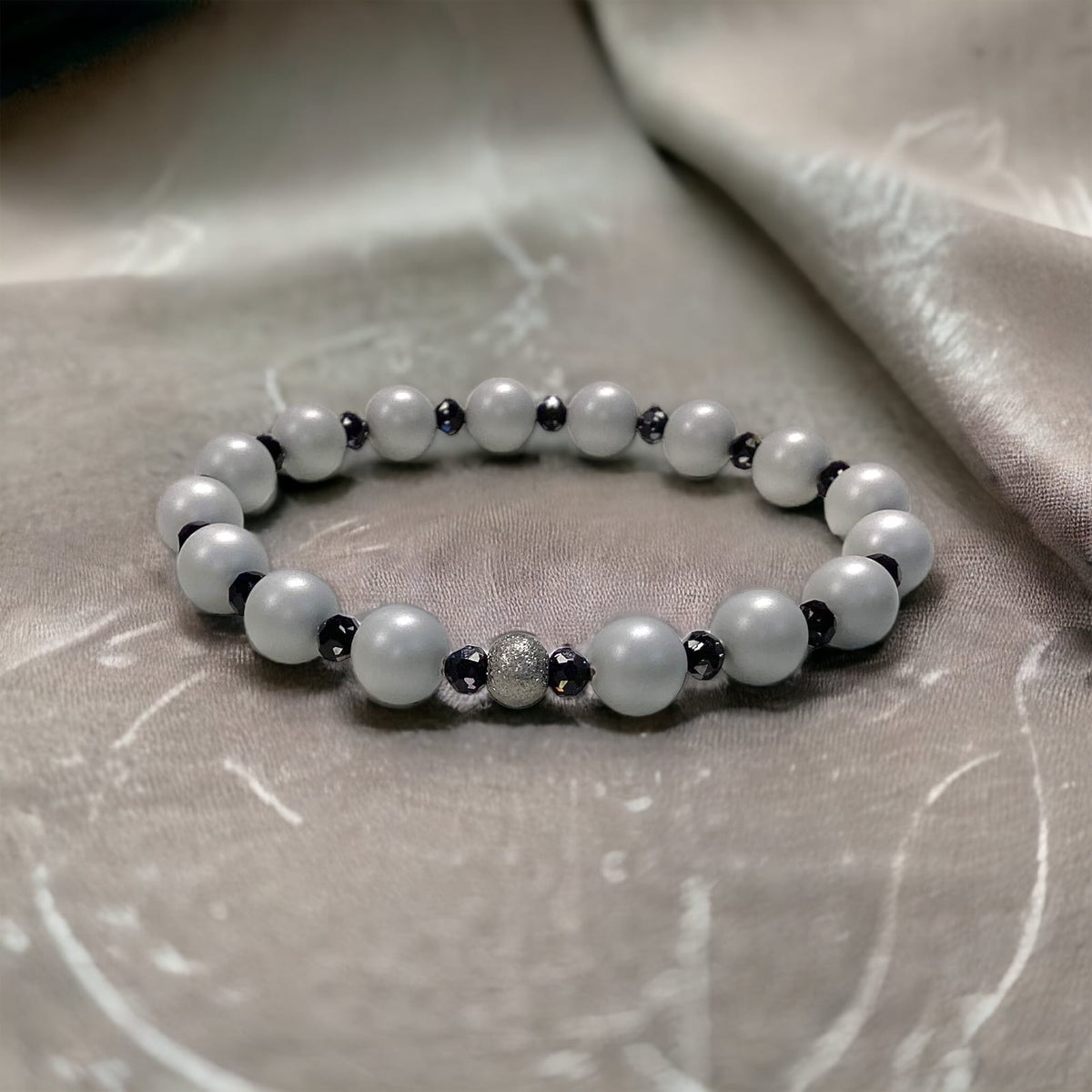 Bracelet Kit - Powder Gray Pearl & Crystal Bracelet by Toocutebeads.com