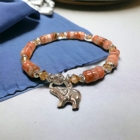 Bracelet Kit -  🐘💫 Red Plum Jasper Elephant Bracelet: Embrace Good Luck and Style