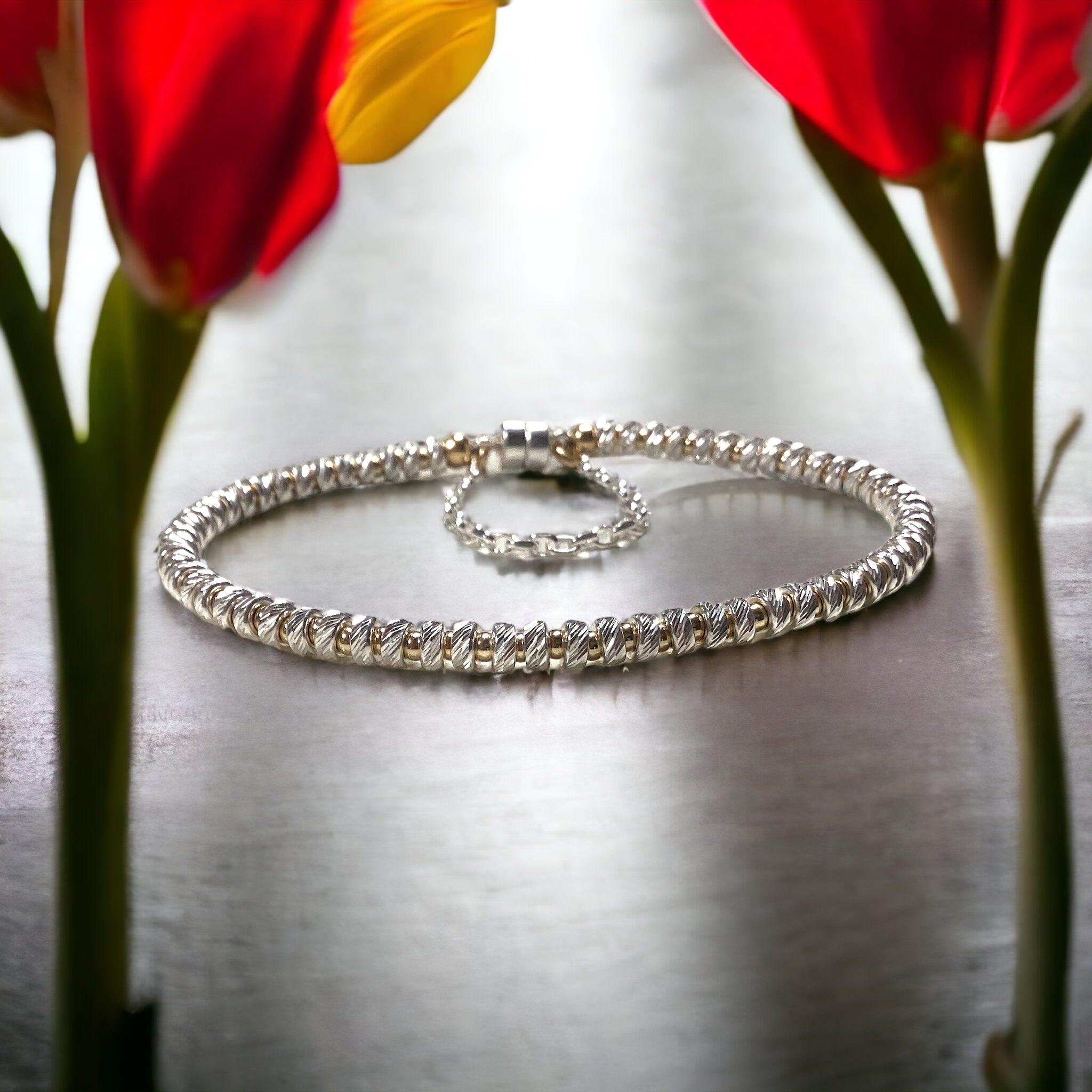 DIY Bracelet Kit - Mixed Metals Stacked Silver Bracelet - Too Cute Beads