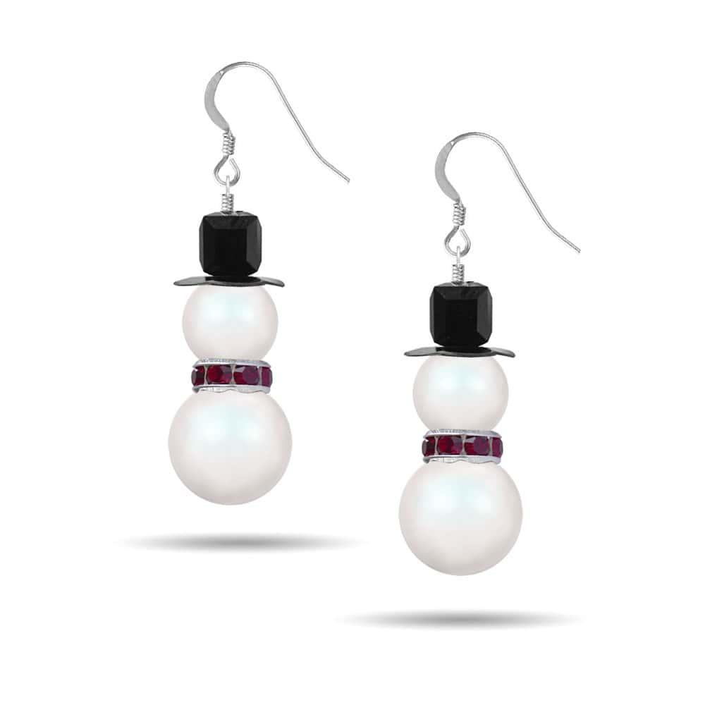 Pearl Snowman Earrings (Ready to Wear)