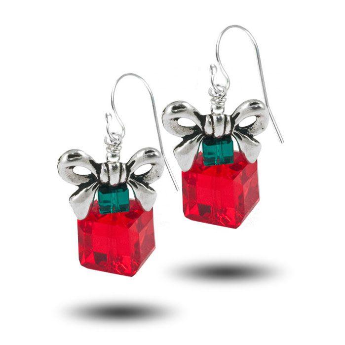 Christmas Present Earrings in Light Siam (Ready to Wear)