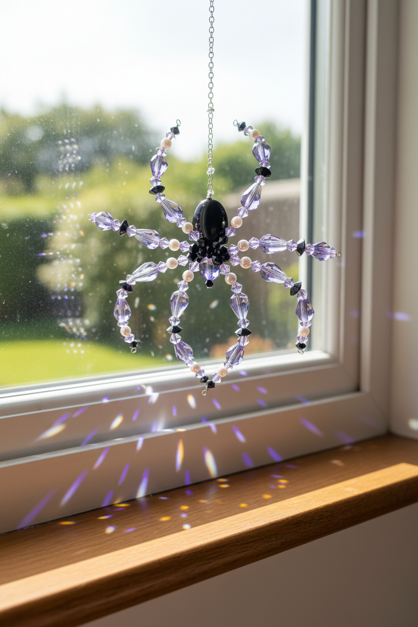 Purple Crystal Spider - Sunlit Window