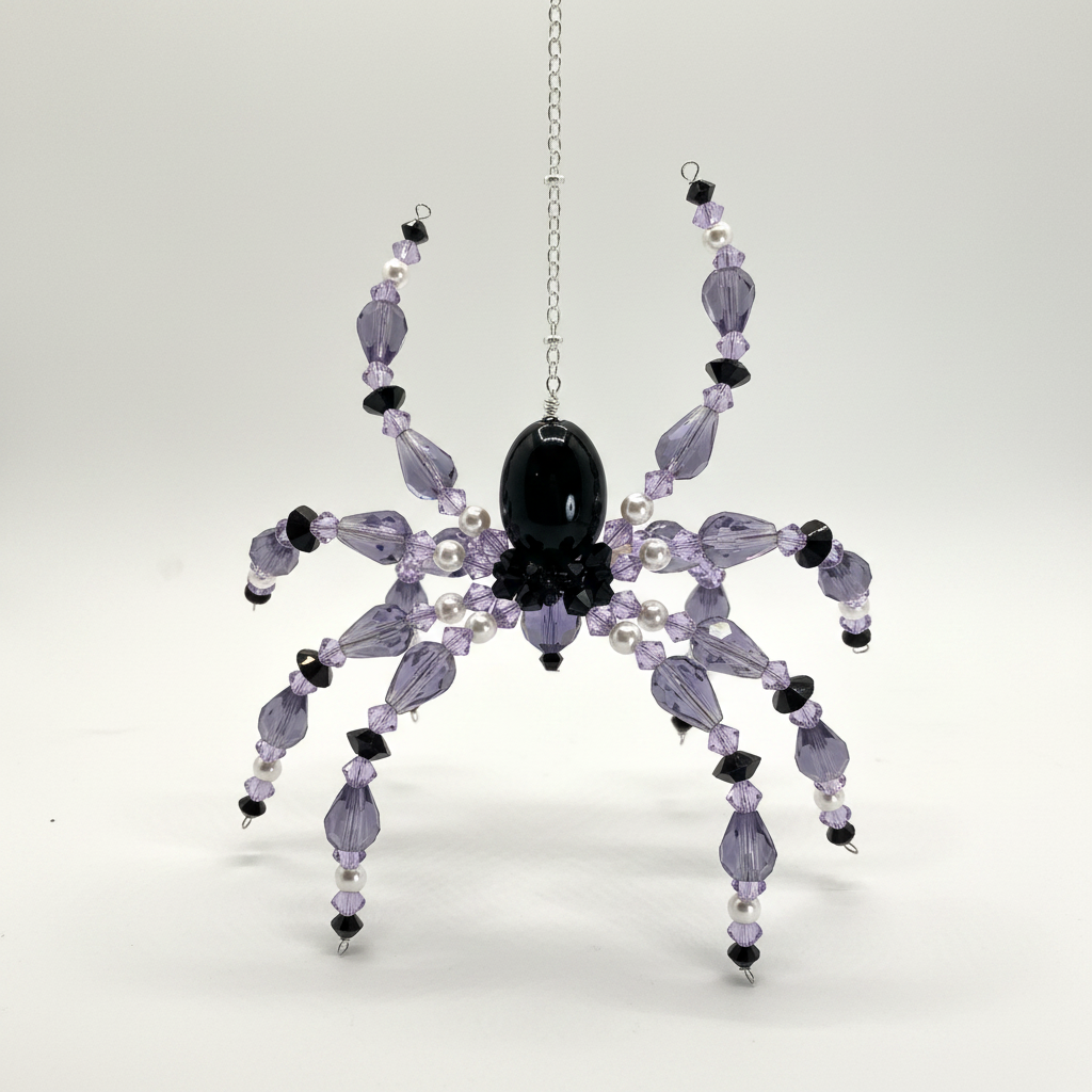 Purple Crystal Spider - White Background
