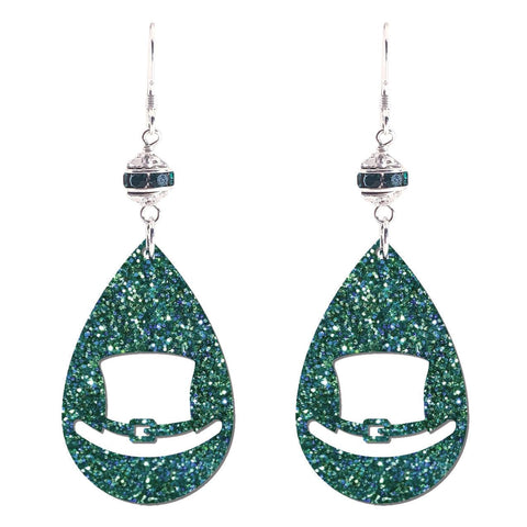 St Patricks Day Hat Tear Drop Earrings (Ready to Wear)