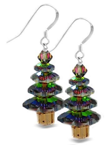 Swarovski Crystal Vitrail Medium Christmas Tree Earrings (Ready to Wear)