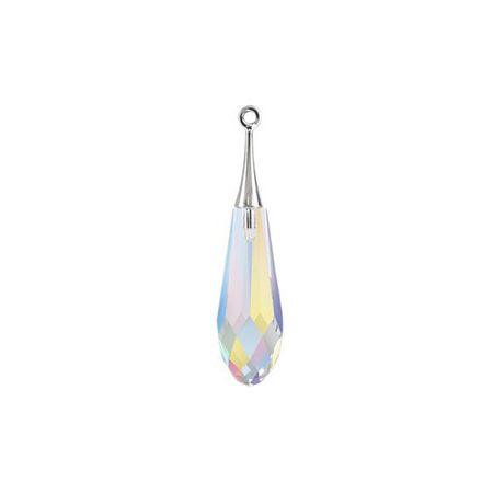 Swarovski 31.5mm Pure Drop Pendant with Rhodium Cap - Crystal AB (1 Piece) - Too Cute Beads