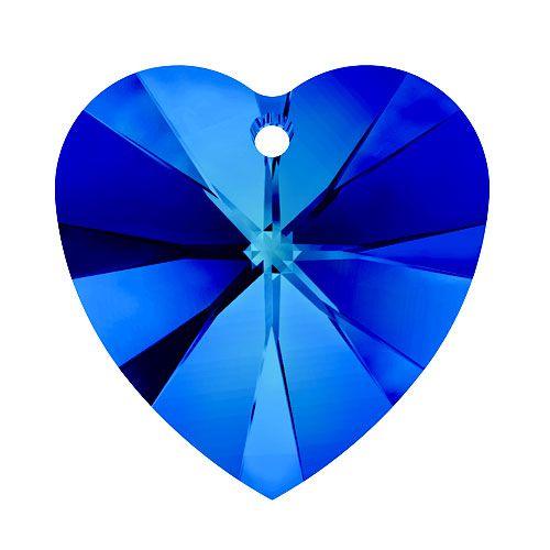 Swarovski 18x17.5mm Heart Pendant - Crystal Bermuda Blue (1pc) XILION - Too Cute Beads