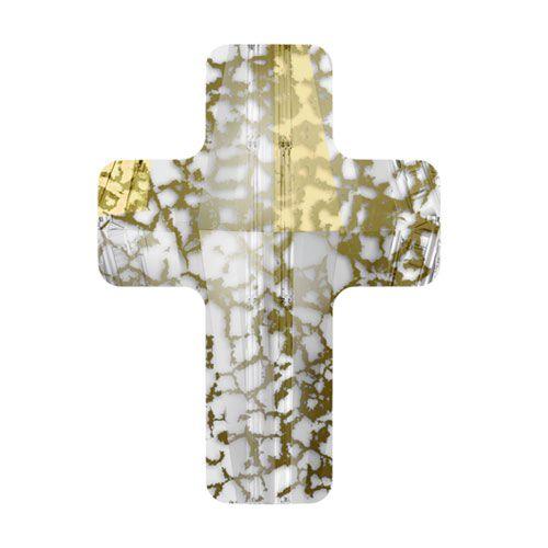 Swarovski 5378 18mm Cross Bead - Crystal Gold Patina (1 Piece) - Too Cute Beads