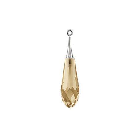 Swarovski 31.5mm Pure Drop Pendant with Rhodium Cap - Crystal Golden Shadow (1 Piece) - Too Cute Beads