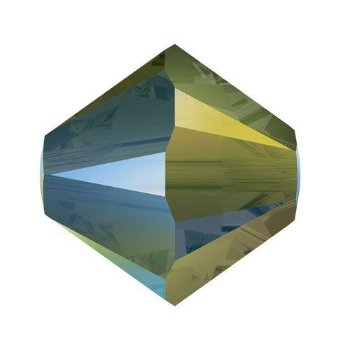 Swarovski 5328 4mm Xilion Bicone - Crystal Iridescent Green - Too Cute Beads