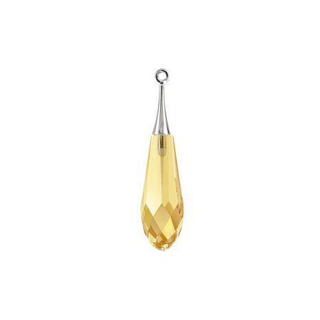 Swarovski 31.5mm Pure Drop Pendant with Rhodium Cap - Crystal Metallic Sunshine (1 Piece) - Too Cute Beads