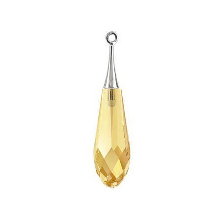 Swarovski 44mm Pure Drop Pendant with Rhodium Cap - Crystal Metallic Sunshine (1 Piece) - Too Cute Beads