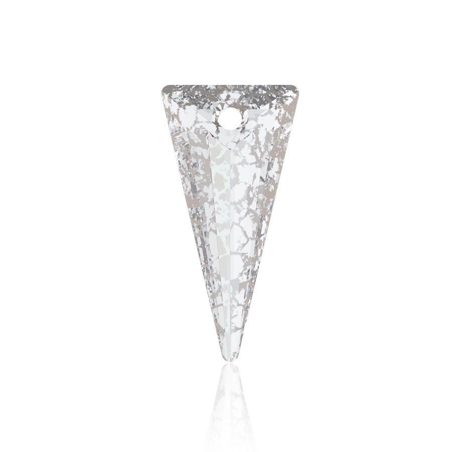 6840 Swarovski Crystal 28mm Spike Pendant  - Crystal Silver Patina (1 Piece)