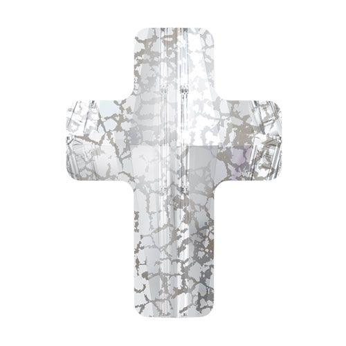 Swarovski 5378 18mm Cross Bead - Crystal Silver Patina (1 Piece) - Too Cute Beads