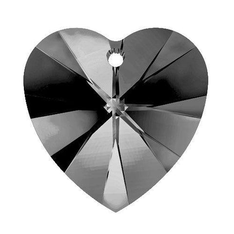 Swarovski 14mm Heart Pendant - Crystal Silver Night (1pc) - Too Cute Beads