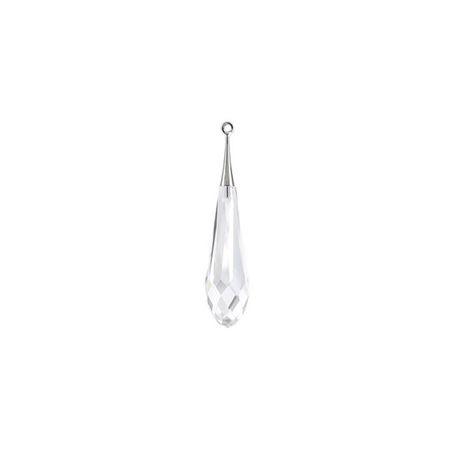 Swarovski 21mm Pure Drop Pendant with Rhodium Cap - Crystal (1 Piece) - Too Cute Beads