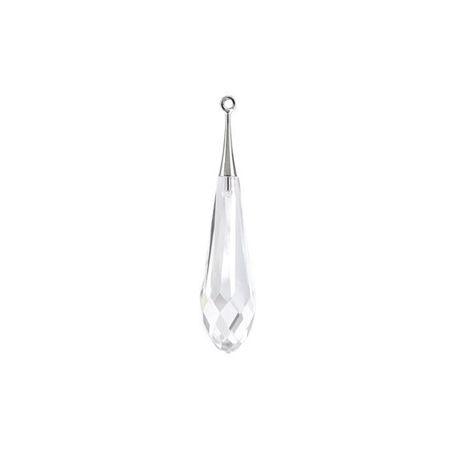 Swarovski 31.5mm Pure Drop Pendant with Rhodium Cap - Crystal (1 Piece) - Too Cute Beads