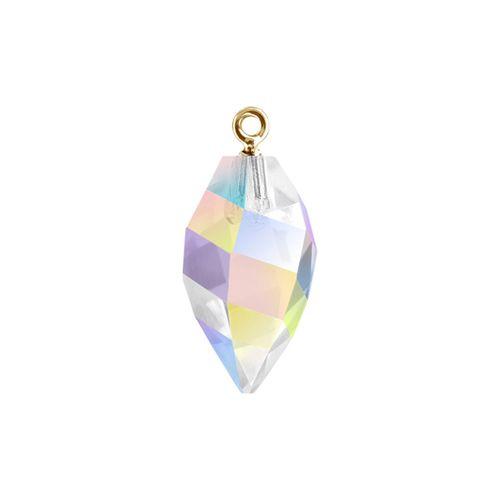 Swarovski 24mm Twisted Drop Pendant with Gold Cap - Crystal AB (1 Piece) - Too Cute Beads