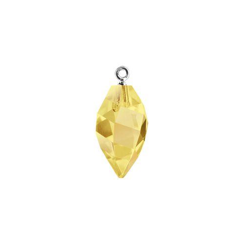 Swarovski 14.5mm Twisted Drop Pendant with Rhodium Cap - Crystal Metallic Sunshine (1 Piece) - Too Cute Beads