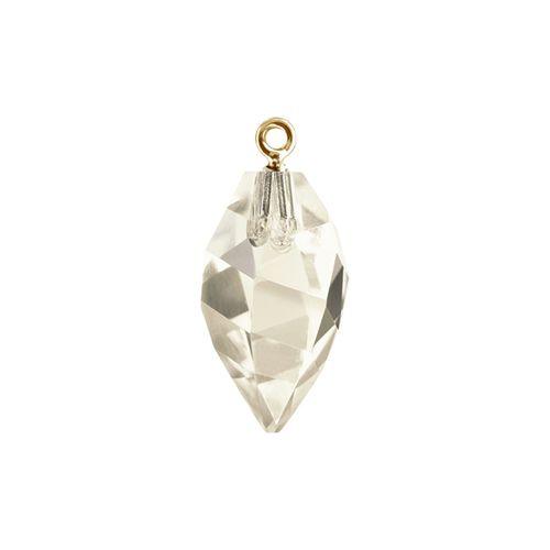 Swarovski 24mm Twisted Drop Pendant with Gold Cap - Crystal Silver Shade (1 Piece) - Too Cute Beads