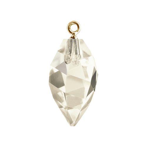 Swarovski 34.5mm Twisted Drop Pendant with Gold Cap - Crystal Silver Shade (1 Piece) - Too Cute Beads