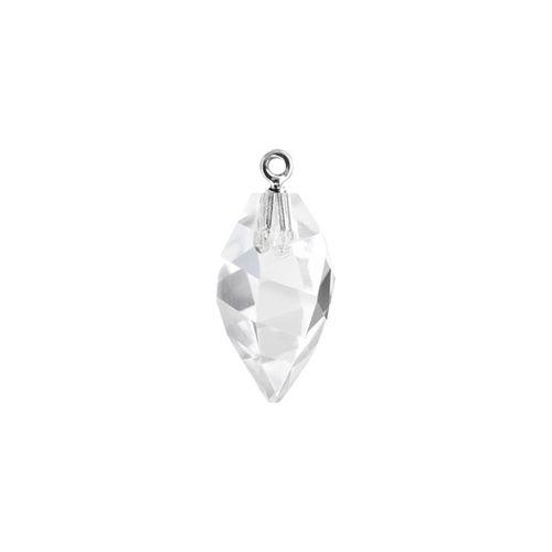 Swarovski 14.5mm Twisted Drop Pendant with Rhodium Cap - Crystal (1 Piece) - Too Cute Beads