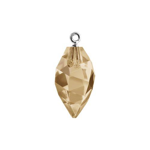 Swarovski 24mm Twisted Drop Pendant with Rhodium Cap - Crystal Golden Shadow (1 Piece) - Too Cute Beads