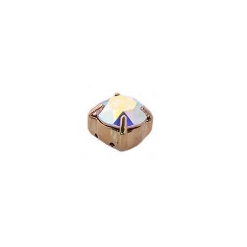 Swarovski 8x8mm Chaton Gold Mount - Crystal AB (1 piece)