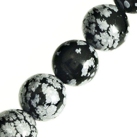 10mm Round Snowflake Obsidian Beads (Pack of 10) - Too Cute Beads