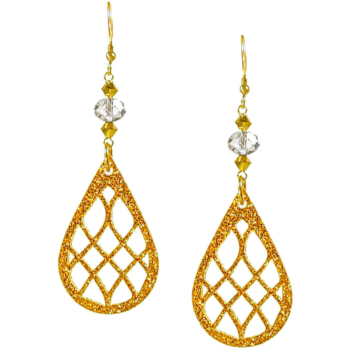 Glittering Gold Teardrop Earring Kit - Too Cute Beads