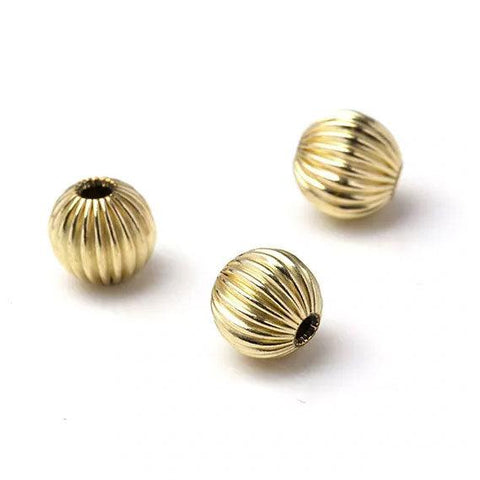 14K Gold Filled Corrugated Round Beads - Too Cute Beads