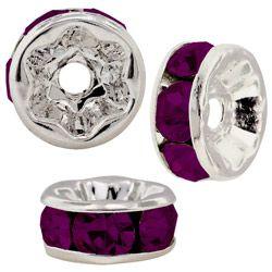 5mm S/S Plated Roundell- Amethyst (pk10)