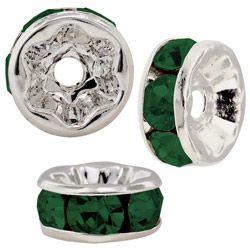 6mm S/S Plated Roundell - Emerald (pk10)