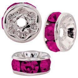 6mm S/S Plated Roundell- Fuchsia (pk10)