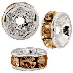 8mm S/S Plated Roundell- Smoked Topaz (pk10)