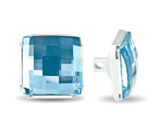 Swarovski 11mm (1812) Square Button - Aquamarine Silver