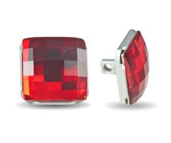 Swarovski 11mm (1812) Square Button - Light Siam Silver - Too Cute Beads