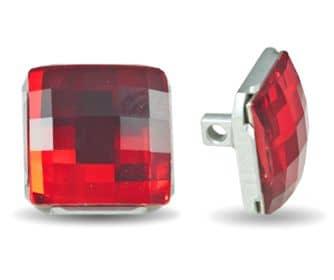 Swarovski 13mm (1812) Square Button - Light Siam Silver - Too Cute Beads